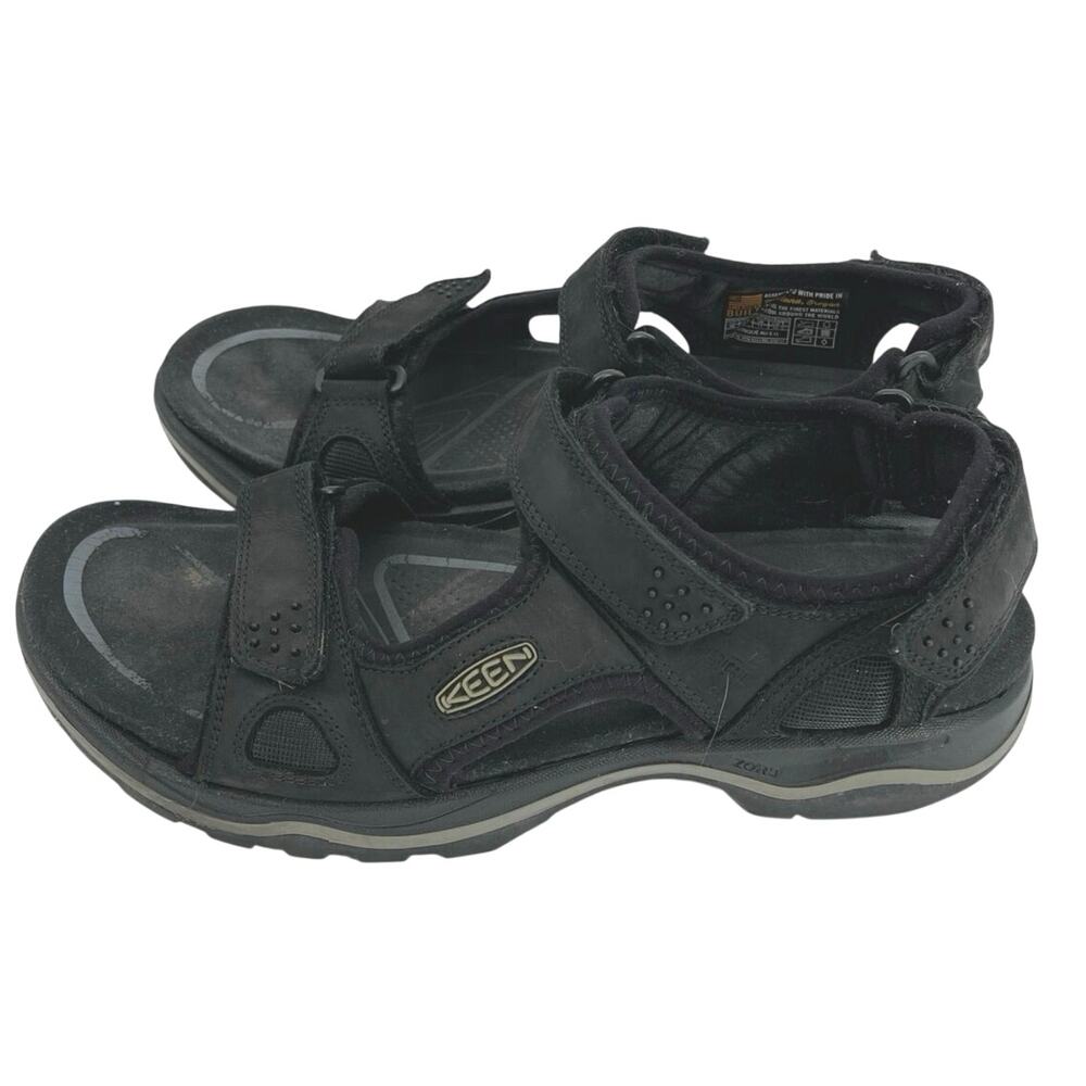 KEEN‎ Rialto 3 Point Sandals Men's 12 Black Leather Hiking Outdoor 1016642